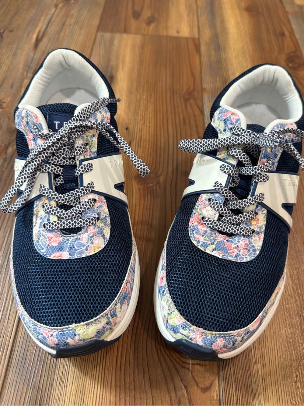 Traq by Alegria Navy Floral Accent Women's Sneakers